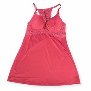 XOXO Women’s Pink/Red Lace Trim Babydoll Chemise Size Medium